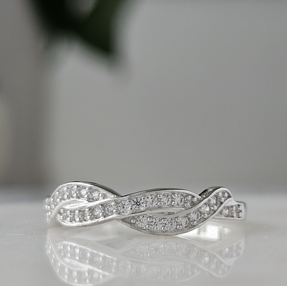 Braided Ring Set, 925 Sterling Silver size 7 - Picture 4 of 9